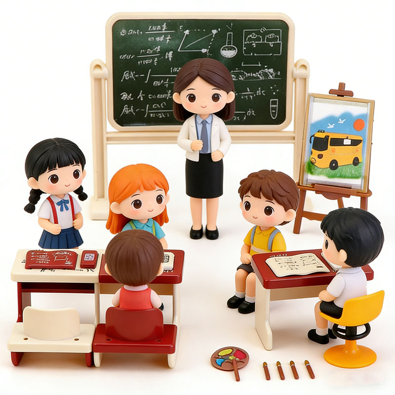 Kids Education Desk - Miniatuurmeubelset voor poppenhuis, bureau en stoel