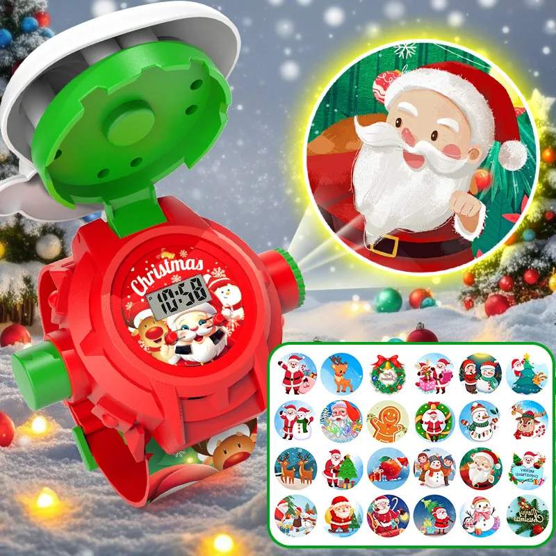 Kids Educational Watch - Kerstprojectiehorloge Kinderen Montessori Onderwijs Speelgoed Elektronisch