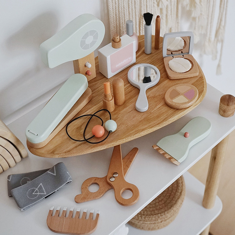Kids Educational Game 2 - Nieuwe kinderen houten simulatie make-up speelgoedset