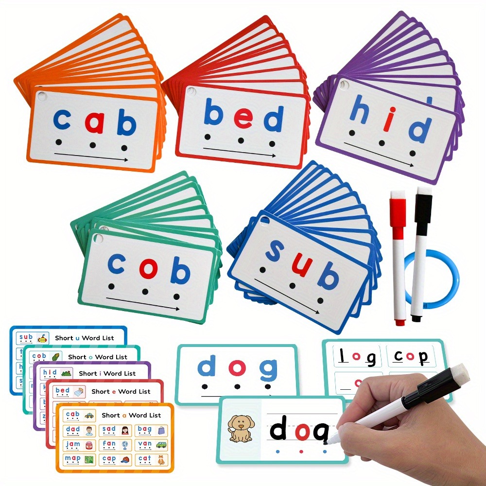 Phonics Card Game - Droog wissen Handschrift Flash-kaarten 60 stks