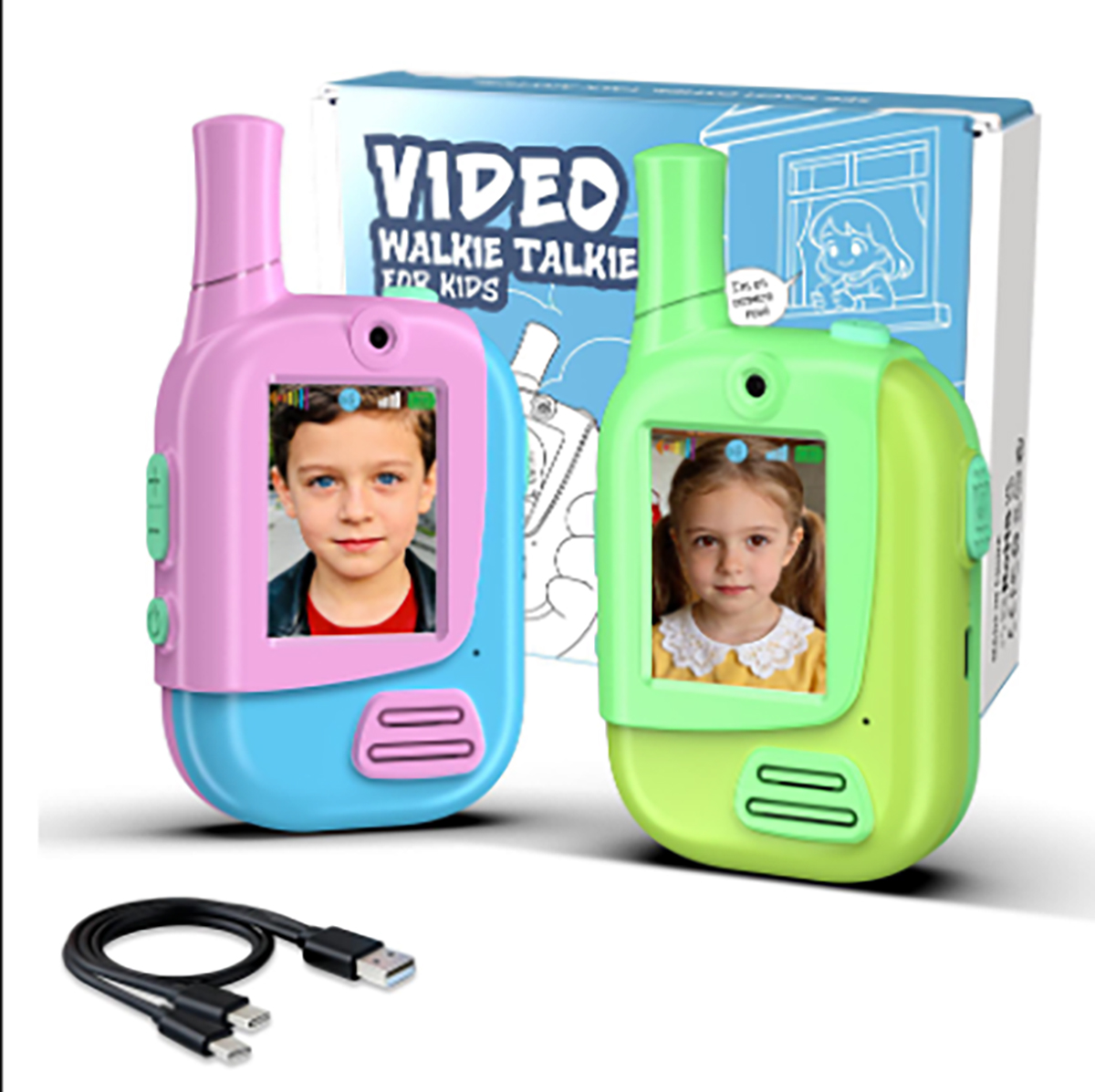 Kids Educational Game 2 - 2-pack oplaadbare video-walkie-talkies voor kinderen met