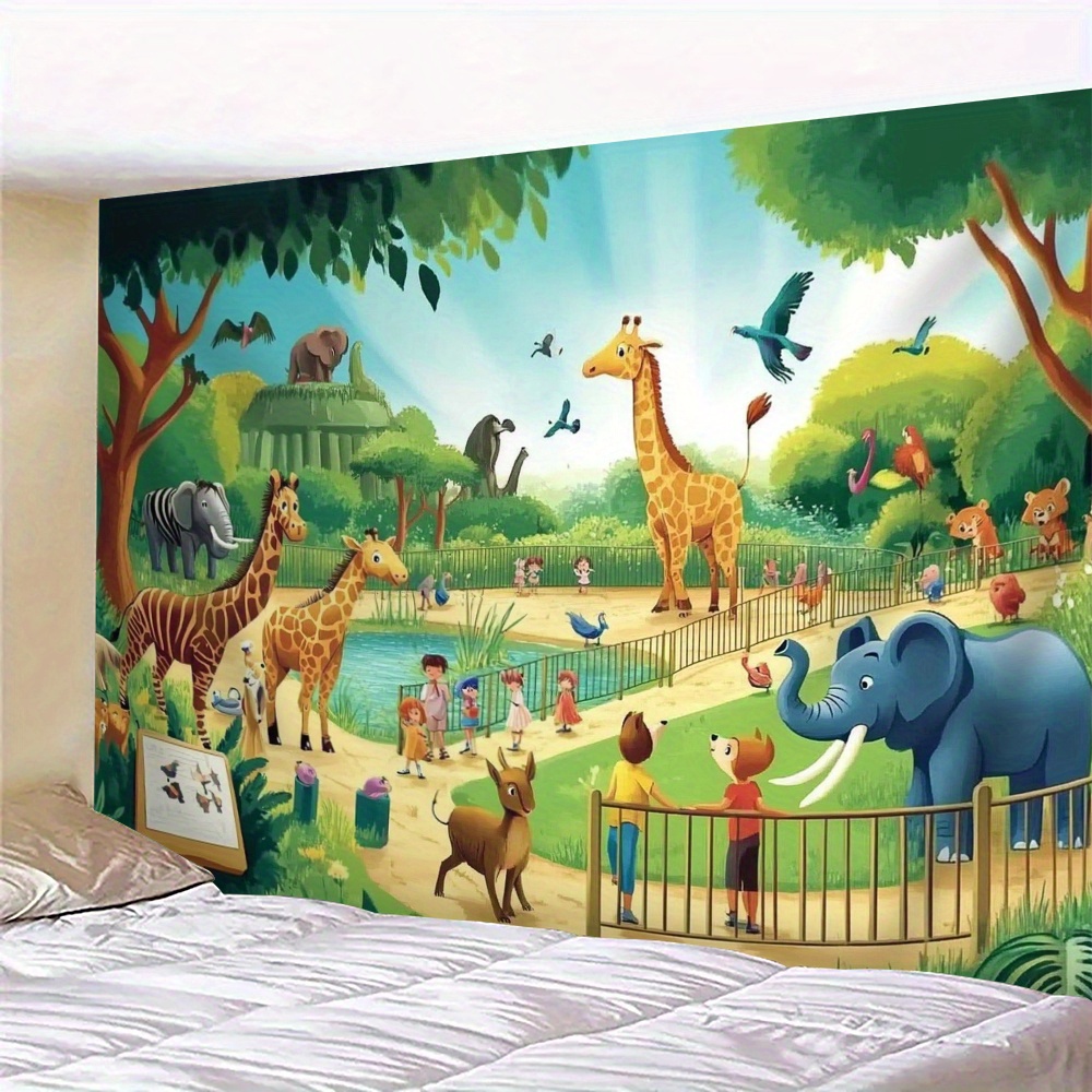 Kids Education Background - 1pc Cartoon Dierentuin Dieren Giraffe Olifant