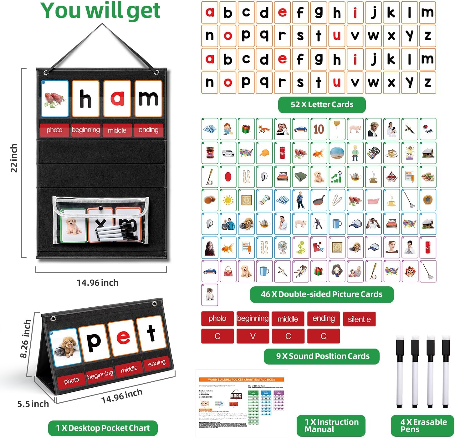 CVC Word Building Pocket Chart - Phonics Card Game recensie en prijs