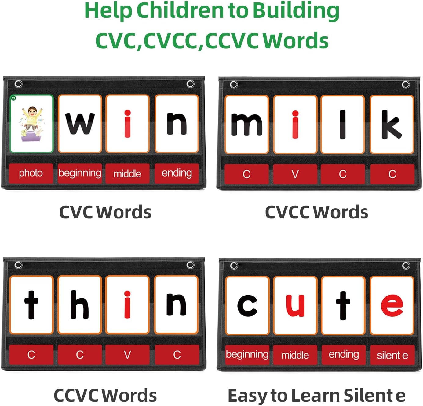 CVC Word Building Pocket Chart - Phonics Card Game recensie en prijs